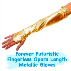 Fingerless Opera Length Metallic Gloves